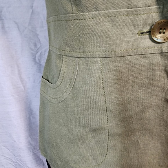 KASPER Size 8P Green Linen Blend One Button Blazer Jacket Office Professional - Picture 11 of 14